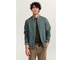 Collegejacke BUGATTI "Regular Fit", Herren, Gr. 56, 150, moos, 100% Polyester, unifarben, regular fit, Bündchen, Jacken Collegejacke, wasserabweisend trotz leicht perforiertem Oberstoff (63214606-56) 