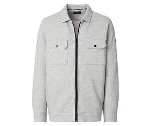 Collegejacke CASAMODA "CASAMODA Sweatjacke uni", Herren, Gr. L, grau, 55% Baumwolle, 45% Polyester, Jacken Collegejacke (26110460-L) grau