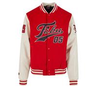 Collegejacke FUBU "Fubu FM243-003-1 Fubu Varsity Block College Jacket", Damen, Gr. XXL, rot, sanftes weiß, 70% Polyester, 30% Wolle, mehrfarbig, normal, amerikanischer Ausschnitt, Jacken Collegejacke