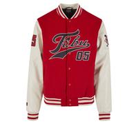 Collegejacke FUBU "Fubu FM243-003-1 Fubu Varsity Block College Jacket", Herren, Gr. XXL, rot, sanftes weiß, 70% Polyester, 30% Wolle, mehrfarbig, normal, amerikanischer Ausschnitt, Jacken Collegejacke
