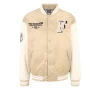 Collegejacke FUBU "Fubu Herren FM231-003-2 FUBU College Shiny Varsity Jacket", Damen, Gr. M, sand, sanftes weiß, 100% Polyamid, mehrfarbig, normal, amerikanischer Ausschnitt, Jacken Collegejacke (2718