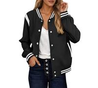 Collegejacke Für Damen Oversize Weiße Jeansjacke Kurz Ohne Kapuze Blouson Schwarz Jacke Sommer Bomberjacke Frühling Rosa Glänzend Weiß Sommerjacke Leicht Elegant Beige Grün Blau Khaki Lila Xxxxl Xl