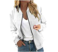 Collegejacke Für Damen Oversize Weiße Jeansjacke Kurz Ohne Kapuze Blouson Schwarz Jacke Sommer Bomberjacke Frühling Rosa Glänzend Weiß Sommerjacke Leicht Elegant Beige Grün Blau Khaki Lila Xxxxl Xl