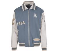 Collegejacke KARL KANI "Karl Kani Herren KM233-022-1 KK Og Block College Jacket", Damen, Gr. S, dusty grün, sanftes weiß, 70% Polyester, 30% Wolle, normal, amerikanischer Ausschnitt, Jacken Collegejac