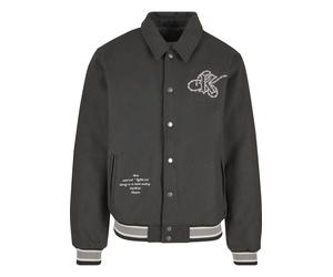 Collegejacke KARL KANI "Karl Kani Kani Snow Tiger College Jacket", Herren, Gr. L, schwarz, lightgrau, 70% Polyester, 30% Wolle, mehrfarbig, normal, amerikanischer Ausschnitt, Jacken Collegejacke (9958