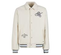 Collegejacke KARL KANI "Karl Kani Kani Snow Tiger College Jacket", Herren, Gr. S, sanftes weiß, lightblau, 70% Polyester, 30% Wolle, mehrfarbig, normal, amerikanischer Ausschnitt, Jacken Collegejacke 