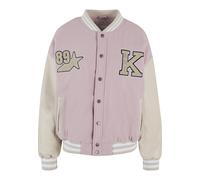 Collegejacke KARL KANI "Karl Kani Karl Kani Retro Patch Star Logo OS College Jacket", Damen, Gr. L, rose, lightsand, 100% Polyurethan, mehrfarbig, normal, V-Ausschnitt, Jacken Collegejacke (15652417-L