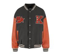 Collegejacke KARL KANI "Karl Kani Karl Kani Retro Patch Star Logo OS College Jacket", Damen, Gr. M, schwarz, rot, 100% Polyurethan, mehrfarbig, normal, V-Ausschnitt, Jacken Collegejacke (58820033-M) s