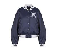 Collegejacke KARL KANI "Karl Kani Signature Bowling Jacket", Damen, Gr. L, blau (dunkelblau), 65% Polyester, 35% Baumwolle, normal, amerikanischer Ausschnitt, Jacken Collegejacke (92393626-L) dunkelbl
