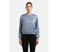 Collegejacke KHUJO "Tami", Damen, Gr. L (40), blau (misty blau), Obermaterial: 97% Polyester, 3% Elasthan. Innenfutter: 100% Polyester, lässig geschnitten hüftlang, hoch geschlossener Ausschnitt, Ripp