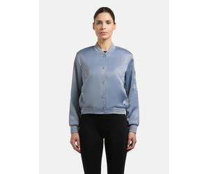 Collegejacke KHUJO "Tami", Damen, Gr. XL (42), misty blau, Obermaterial: 97% Polyester, 3% Elasthan. Innenfutter: 100% Polyester, lässig geschnitten hüftlang, hoch geschlossener Ausschnitt, Rippbündch