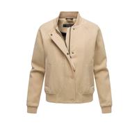 Collegejacke MARIKOO "Zunaa", Damen, Gr. XL, beige, Obermaterial: 95% Polyester, 3% Viskose, 2% Elasthan, Jacken Collegejacke, Modische Jacke im Collegejacken-Stil mit Rippbündchen und Raglanärmeln (2