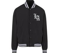 Collegejacke MISTERTEE "MisterTee Los Angeles Arc Light College Jacket", Herren, Gr. S, schwarz, 100% Polyester, mehrfarbig, loose fit, amerikanischer Ausschnitt, Jacken Collegejacke (70390343-S) schw