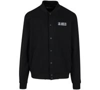 Collegejacke MISTERTEE "MisterTee Los Angeles EMB Heavy Tonal College Jacket", Damen, Gr. L, schwarz, 100% Baumwolle, unifarben, normal, amerikanischer Ausschnitt, Jacken Collegejacke (99190346-L) sch