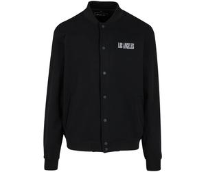 Collegejacke MISTERTEE "MisterTee Los Angeles EMB Heavy Tonal College Jacket", Herren, Gr. L, schwarz, 100% Baumwolle, unifarben, normal, amerikanischer Ausschnitt, Jacken Collegejacke (99190346-L) sc