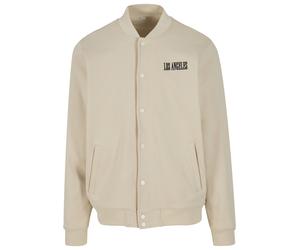 Collegejacke MISTERTEE "MisterTee Los Angeles EMB Heavy Tonal College Jacket", Herren, Gr. XS, sand, 100% Baumwolle, unifarben, normal, amerikanischer Ausschnitt, Jacken Collegejacke (89992610-XS) san