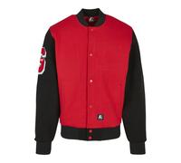 Collegejacke STARTER BLACK LABEL "Starter Black Label Herren Starter 71 College Jacket", Herren, Gr. L, rot (cityrot, schwarz), 80% Baumwolle, 15% Polyester, 5% Elasthan, mehrfarbig, oversize, Rundhal