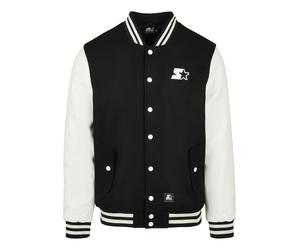 Collegejacke STARTER BLACK LABEL "Starter Black Label Herren Starter College Jacket", Herren, Gr. M, schwarz-weiß (schwarz, weiß), 50% Wolle, 50% Viskose, mehrfarbig, loose fit, V-Ausschnitt, Jacken C