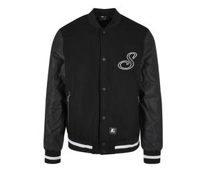 Collegejacke STARTER BLACK LABEL "Starter Black Label Herren Starter Script College Jacket", Herren, Gr. M, schwarz, 50% Wolle, 50% Viskose, unifarben, normal, amerikanischer Ausschnitt, Jacken Colleg