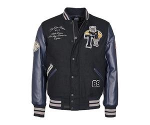 Collegejacke TOP GUN "TG25014", Herren, Gr. 52L, navy, Oberstoff: 100% Polyester. Obermaterial Ärmel: 55% Polyurethan 45% Polyester. Futter: 100% Polyester. Wattierung: 100% Polyester. Strick: 95% Pol