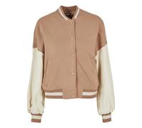 Collegejacke URBAN CLASSICS "Urban Classics Damen", Damen, Gr. L, amber, sandweiß, 65% Baumwolle, 35% Polyester, unifarben, oversize, Rundhals, Jacken Collegejacke (90023602-L) amber, sandweiß