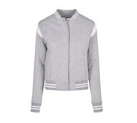 Collegejacke URBAN CLASSICS "Urban Classics Damen Ladies Organic Inset College Sweat Jacket", Damen, Gr. XL, grau, weiß, 100% Baumwolle, unifarben, normal, amerikanischer Ausschnitt, Jacken Collegejac