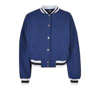 Collegejacke URBAN CLASSICS "Urban Classics Damen Ladies Oversized College Sweat Jacket", Damen, Gr. S, blau (spaceblau), 65% Baumwolle, 35% Polyester, gestreift, oversize, amerikanischer Ausschnitt,