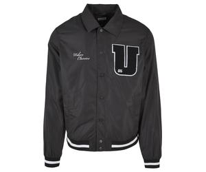 Collegejacke URBAN CLASSICS "Urban Classics Herren Sports College Jacket", Herren, Gr. L, schwarz, 100% Polyester, unifarben, relaxed fit, amerikanischer Ausschnitt, Jacken Collegejacke (86839429-L) s
