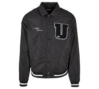Collegejacke URBAN CLASSICS "Urban Classics Herren Sports College Jacket", Herren, Gr. XL, schwarz, 100% Polyester, unifarben, relaxed fit, amerikanischer Ausschnitt, Jacken Collegejacke (86839429-XL)