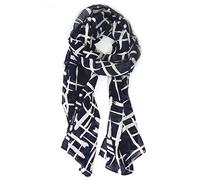 collezione alessandro Italienischer Schal Japan im maritimen Look dunkelblau und weiß 190cm x 55cm