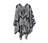 XXL-Schal "Marcia", Damen, blau, Polyacryl, COLLEZIONE ALESSANDRO, gemustert, Basic, Modetücher, Poncho im Zick-Zack Design (77471511-0) blau