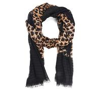 Modeschal "Aurea", Damen, braun, Viskose, COLLEZIONE ALESSANDRO, animal-print, Basic, Modetücher, mit Leopardenmuster und schwarzer Umrandung (24843542-0) braun