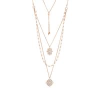 Collier 3-rhg aus vergoldetem 925 Silber mit 2 Anhängern, Perlen und Zirkonia