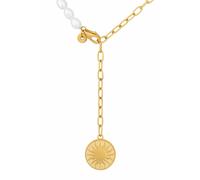 Collier 925 Silber vergoldet Y-Kette Perlen Münze Sonne Mond 41184821379166