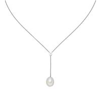 Collier 925 Sterling Silber 1 Süßwasser Perle 1 Zirkonia 45 cm Silberkette