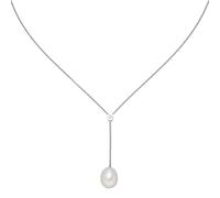 Collier 925 Sterling Silber 1 Süßwasser Perle 1 Zirkonia 45 cm Silberkette