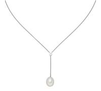 Collier 925 Sterling Silber 1 Süßwasser Perle 1 Zirkonia 45 cm Silberkette