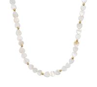 Collier AMOR "Herz-Motiv", gelbgoldfarben, perlmuttfarben, Halsketten, Damen, Edelstahl, L: 45 B: 6mm, Collier, mit Perlmutt, B:6mm (42212951-0) gelbgoldfarben, perlmuttfarben
