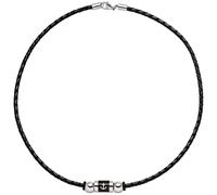 Collier Anker aus Leder und Edelstahl teil schwarz beschichtet 45 cm