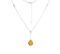 Collier aus 925 Silber mit Cognac-Bernstein-Anhänger