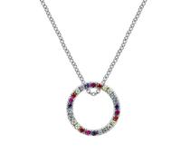 Collier aus 925er Silber mit Zirkonia, Länge ca. 42-45 cm, Anhänger-Durchmesser ca. 14 mm