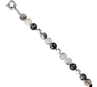 Collier Edelsteinkette Rutilquarz mit Hämatin 45 cm Halskette Kette grau