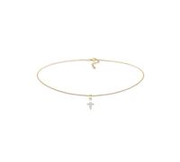 Elli Collierkettchen »Choker Kreuz Religion Zirkonia 925 Silber«, goldfarben