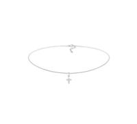 Collier ELLI "Choker Kreuz Religion Zirkonia 925 Silber", silber, Halsketten, Damen, 36,mit Stein, Silber 925 (Sterlingsilber), L: 36, Kreuzkette Silberkette Collier (98283451-0) silber