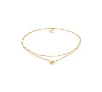 Collier ELLI "Choker Layer Plättchen Kugelkette 925 Silber", gold, Halsketten, Damen, 36, ohne Stein, Silber 925 (Sterlingsilber), L: 36, Collier (20347122-0)