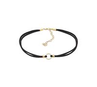 Collier ELLI "Halsband schwarz Choker mit Kreis 925 Silber" Gr. 32, gold, Halsketten, Damen, 32, ohne Stein, Silber 925 (Sterlingsilber), L: 32, Collier (37926822-32) gold