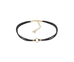 Collier ELLI "Halsband schwarz Choker mit Kreis 925 Silber" Gr. 32, gold, Halsketten, Damen, 32, ohne Stein, Silber 925 (Sterlingsilber), L: 32, Collier (37926822-32) gold