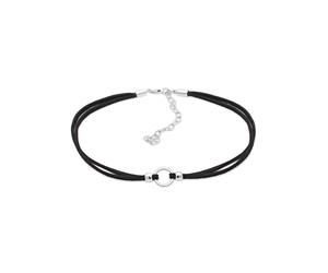 Collier ELLI "Halsband schwarz Choker mit Kreis 925 Silber", schwarz, Halsketten, Damen, 32, ohne Stein, Silber 925 (Sterlingsilber), L: 32, Collier (719339-0) schwarz