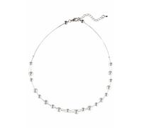 Collier FIRETTI "Drahtcollier, 3 reihig", silber (weiß, silberfarben), Halsketten, Damen, Materialmix Perlen, L: 53,5, Materialmix, Perlen, Collier, mit Glasperle (23402047-0) weiß, silberfarben