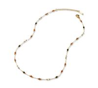 Collier FIRETTI "Schmuck Geschenk Edelstahl Halsschmuck Halskette Edelstein", gelbgoldfarben, cognac, grün, blau, gelb, hellgrau, weiß, Halsketten, Damen, Edelstahl, L: 45, Collier, Made in Germany - 